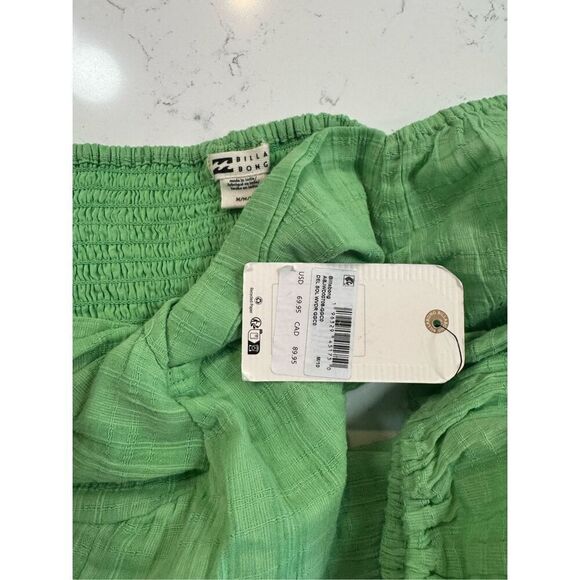 NWT Billabong Green Sol Puff Sleeve Boho Cut Out Mini Dress Size Medium - Picture 9 of 9